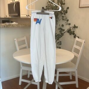 Aviator Nation White Sweatpants with Logo